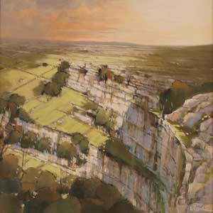 Artist: Brian Ryder; Painting: Malham Cove, break in the clouds