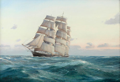 Artist: Derek Gardner; Painting  Fast Sailing; The tea clipper Halloween