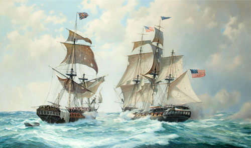 Artist: Derek Gardner; Painting  The Action between United States and Macedonian