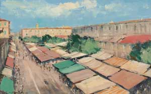 Artist: Ian Houston; Painting: Market Stalls, Old Nice