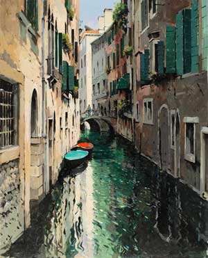 Artist: Jeremy Barlow ROI; Painting: Back Canal, Venice