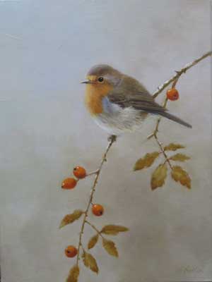 Artist: Neil Cox; Painting: Autumn Robin