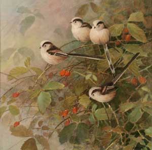 Artist: Neil Cox; Painting: Long Tailed Tits.