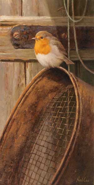 Artist: Neil Cox; Painting: The Gardeners Friend-Robin.