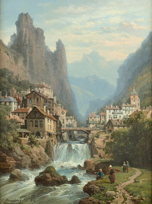 Artist: Charles Euphrasie Kuwasseg, Jnr.; Painting: An Alpine village.