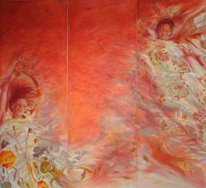 Artist: Sally Gatie; Painting: Red Triptych
