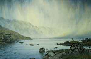 Artist: Steven Thor Johanneson, RSMA; Painting: Late Summer on Loch Bienn Dearg