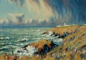 Artist: Steven Thor Johanneson, RSMA; Painting: Pendeen Watch Light, Storm clearing
