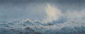 Artist: Steven Thor Johanneson, RSMA; Painting: Winter Wave Action, Treyarnon Bay
